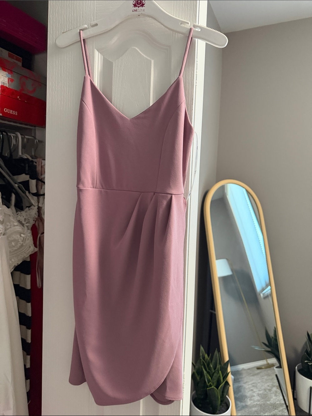 Lulu's Dusty Pink Spaghetti-Strap Mini Dress
